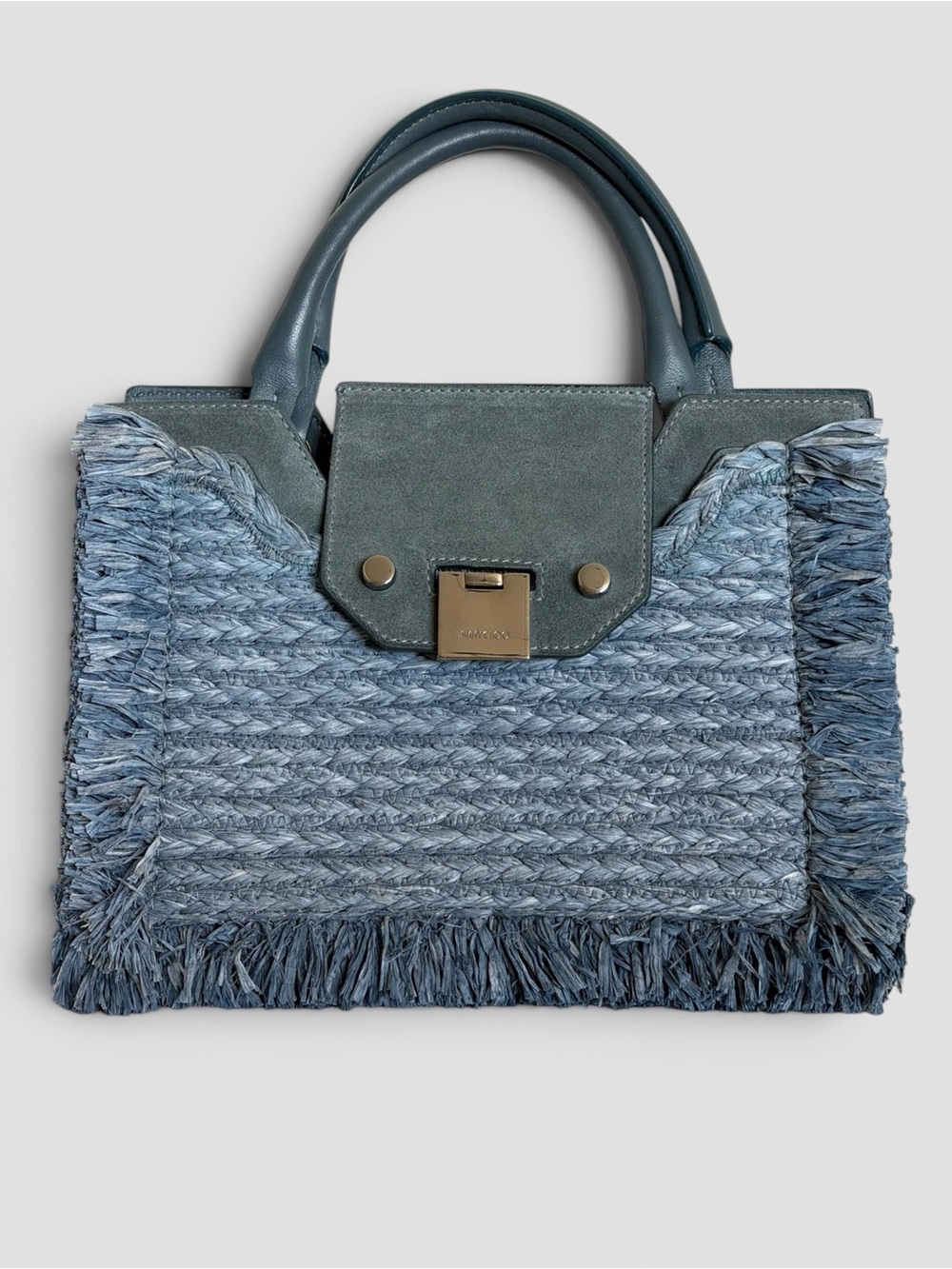 Jimmy Choo Raffia/Suede Rebel Bag